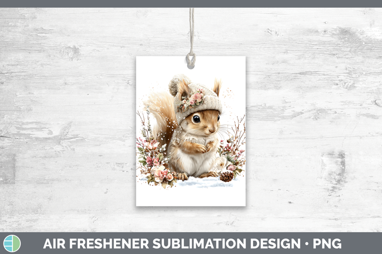 Squirrel Woodland Winter Knit Hat Air Freshener Sublimation