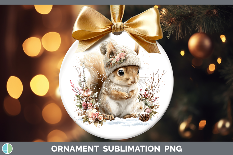 Squirrel Woodland Winter Knit Hat Ornament Sublimation Desig