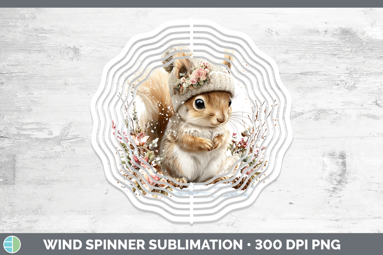 Squirrel Woodland Winter Knit Hat Wind Spinner Sublimation D