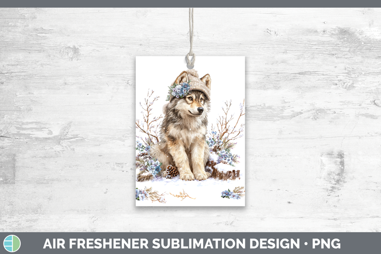 Wolf Woodland Winter Knit Hat Air Freshener Sublimation Desi
