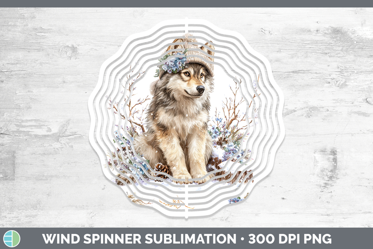 Wolf Woodland Winter Knit Hat Wind Spinner Sublimation Desig