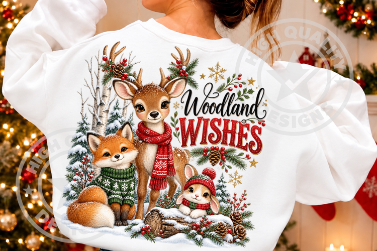 Woodland Wishes Christmas Deer & Fox PNG