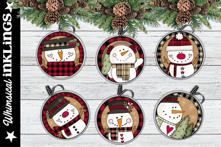 Woodland Plaid Snowman Ornaments