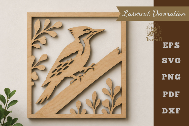 Woodpecker Lasercut Decoration SVG