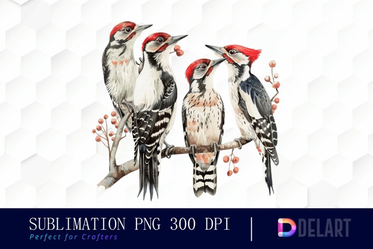 Woodpeckers Watercolor Clipart