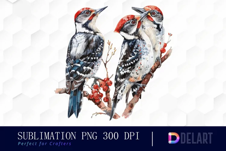 Woodpeckers Watercolor Clipart