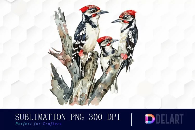 Woodpeckers Watercolor Clipart