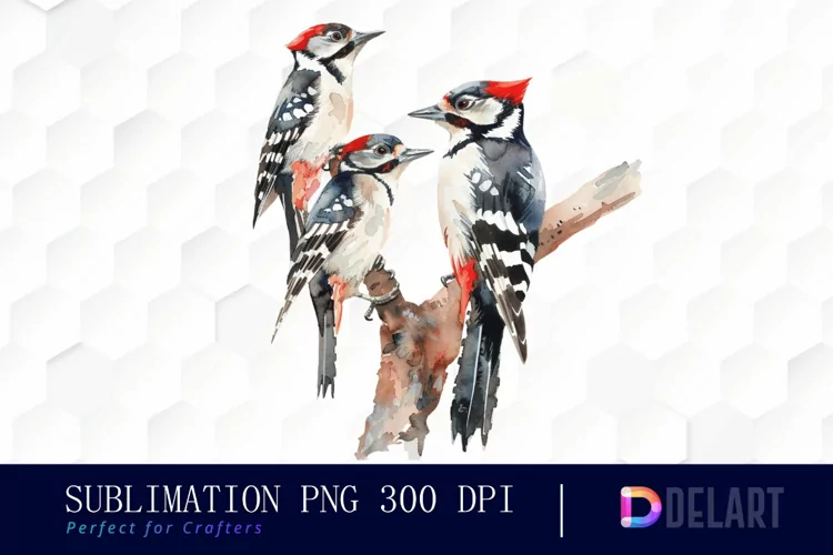 Woodpeckers Watercolor Clipart