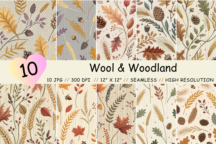 Wool & Woodland Digital Paper, Seamless Pattern