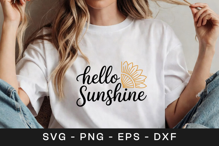 Hello Sunshine Positive Floral Quote SVG PNG