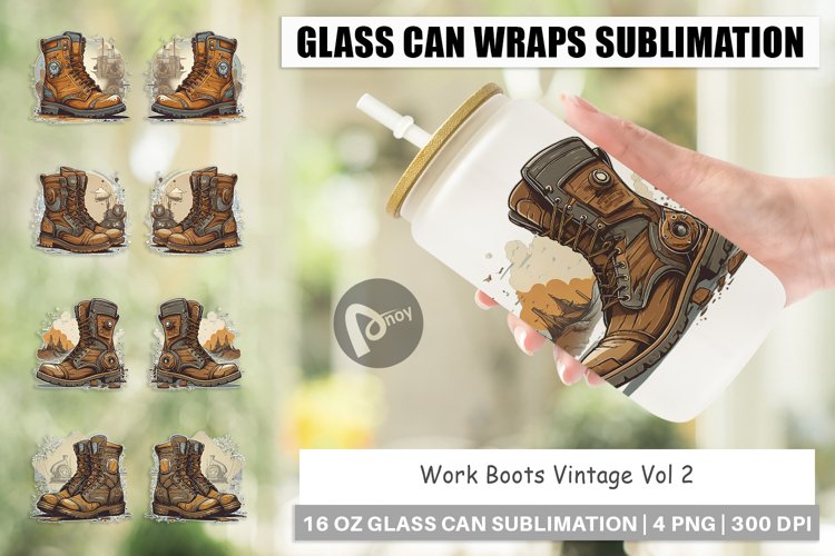 Glass Can Wraps Boots Vintage