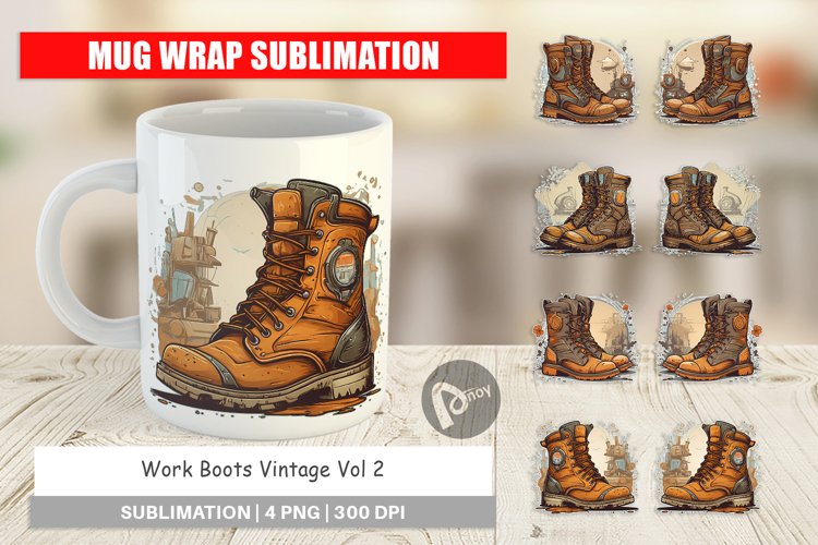 Mug Wrap Design Boots Vintage