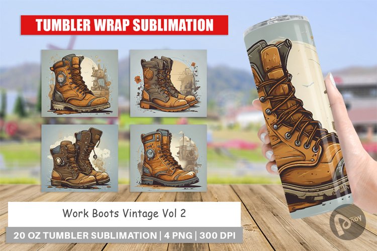 Tumbler Sublimation Wrap Boots Vintage