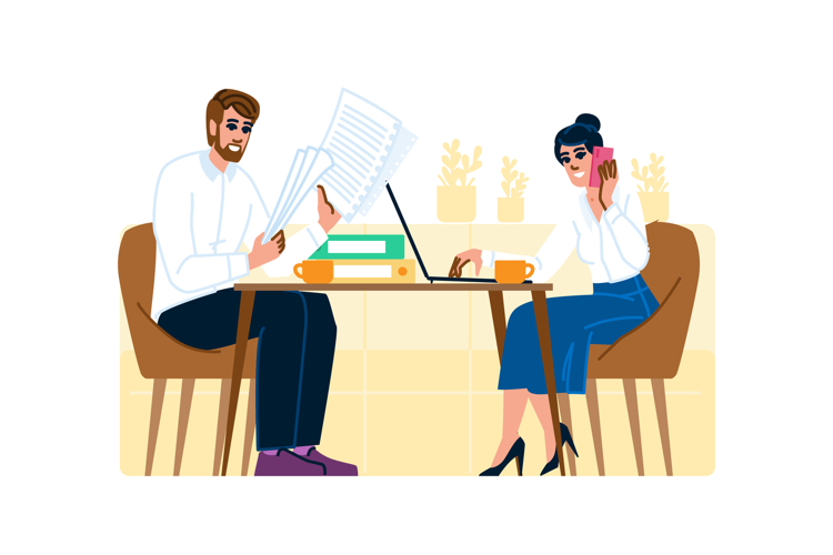 freelance work in cafe vector