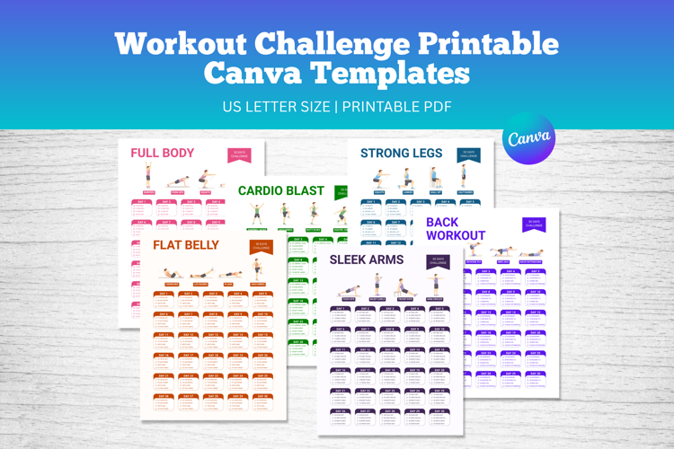 Printable 30 Day Workout Challenge Bundle example image 1