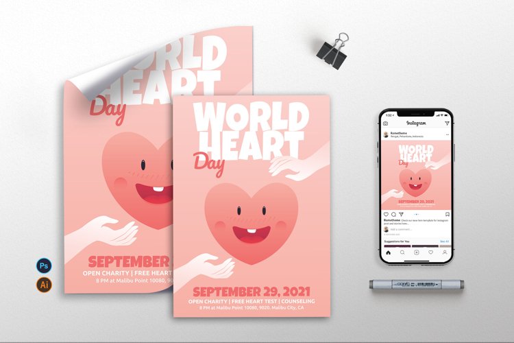 World Heart Day - Flyer, Poster & Instagram GR example image 1