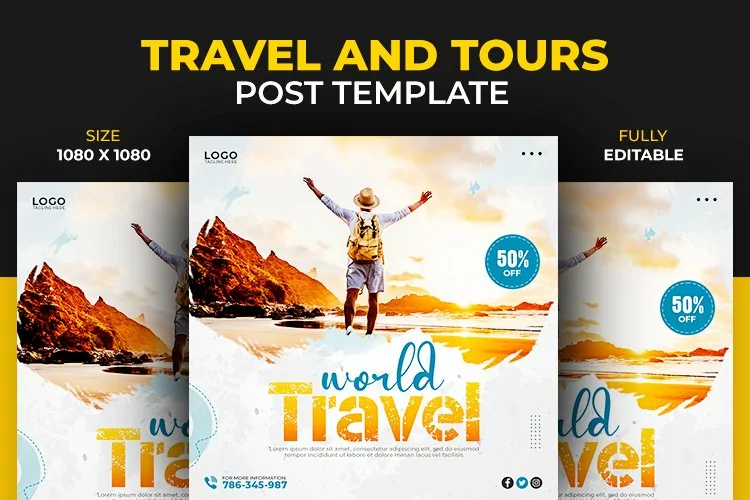 World Travel and Tours Adventure Holiday Social Media Design