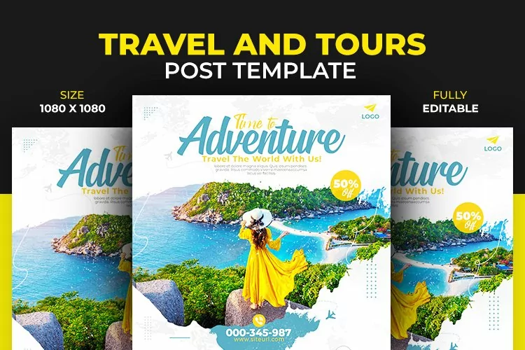 World Travel and Tours Social Media Post Design Template
