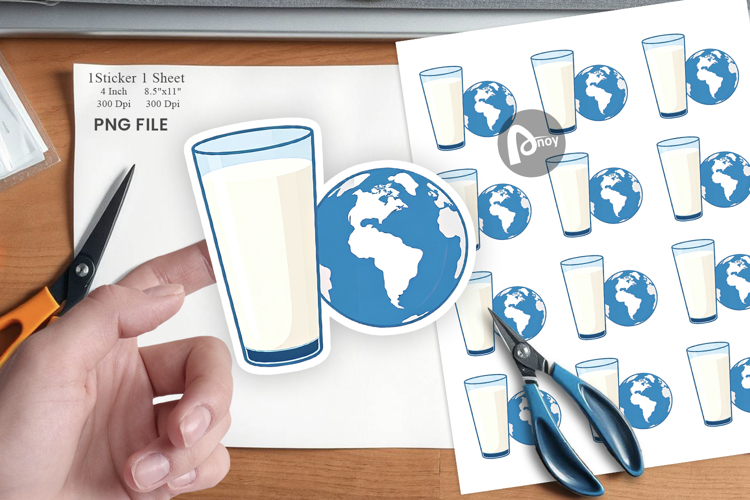 World with Milk Glass Sticker