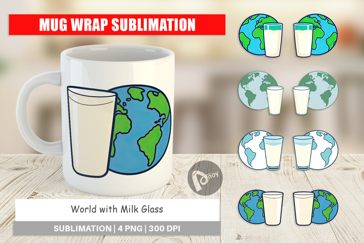 Mug Wrap World with Milk Glass