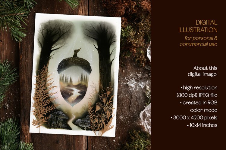 Mystical World Within an Acorn Illustration example image 1