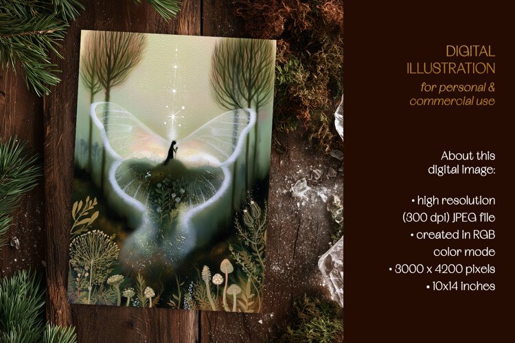 Mystical World Within a Moth Illustration example image 1