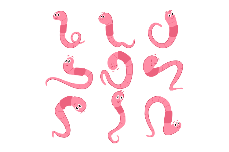 worm cartoon set cartoon