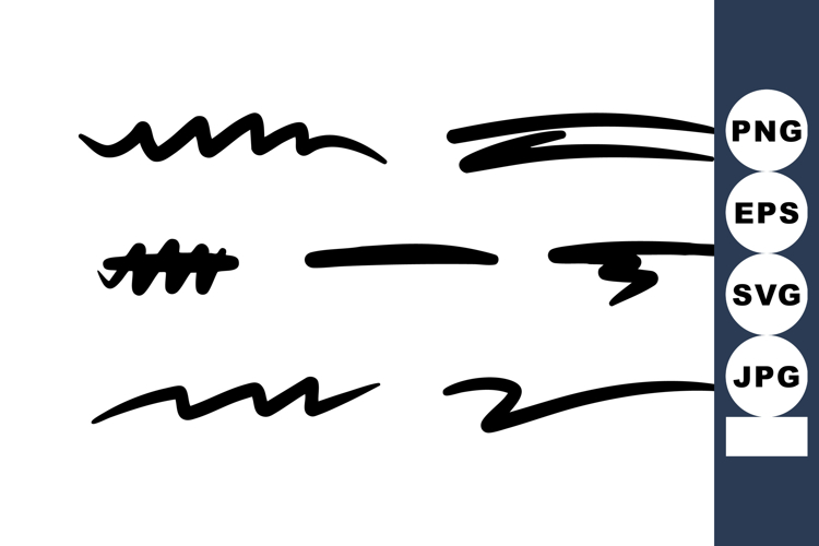 Abstract black brush strokes vector set for creative design
