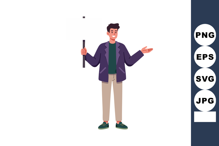 Young man magician holding wand performing magic tricks vect