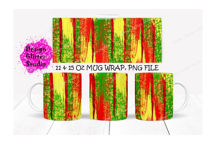 Red Green and Yellow Brush stroke Mug Design Template
