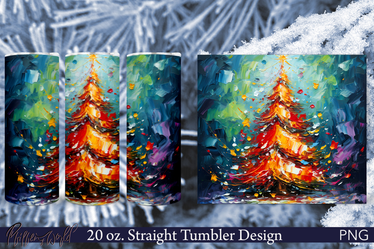 Holiday Tumbler Wrap | Christmas Tree | Oil Paints