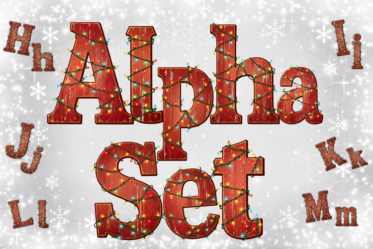 Christmas Lights Alpha Set, Upper & Lowercase Letters PNG