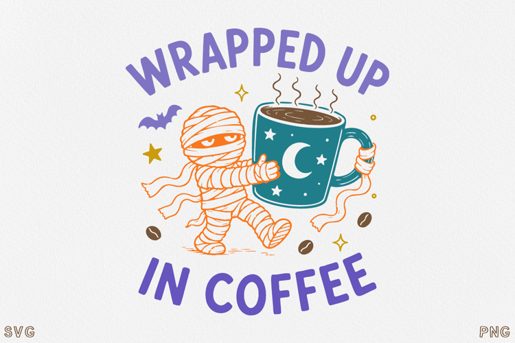 Halloween Mummy Coffee SVG PNG Spooky Mug Design