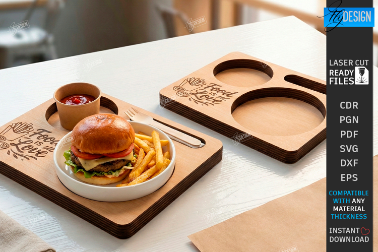 Wraps and Fries Tray Laser Cut | Food Tray | Serving Board