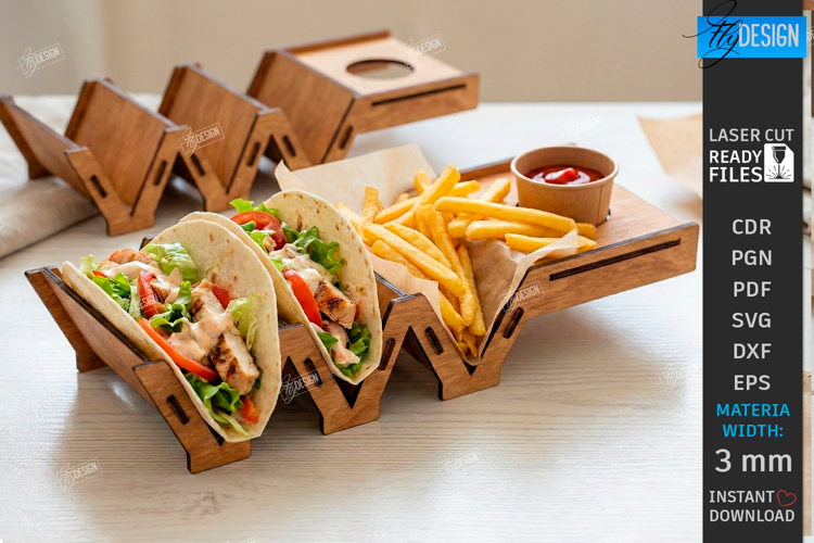 Wraps and Fries Tray Laser Cut | Food Tray | Serving Board