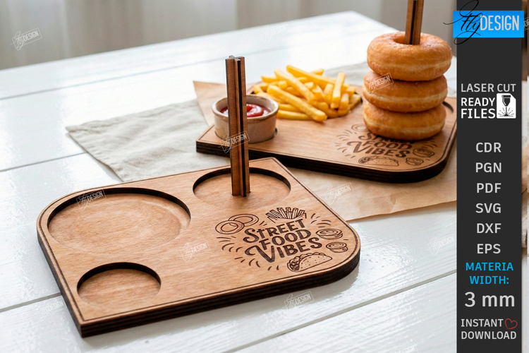 Wraps and Fries Tray Laser Cut | Food Tray | Serving Board