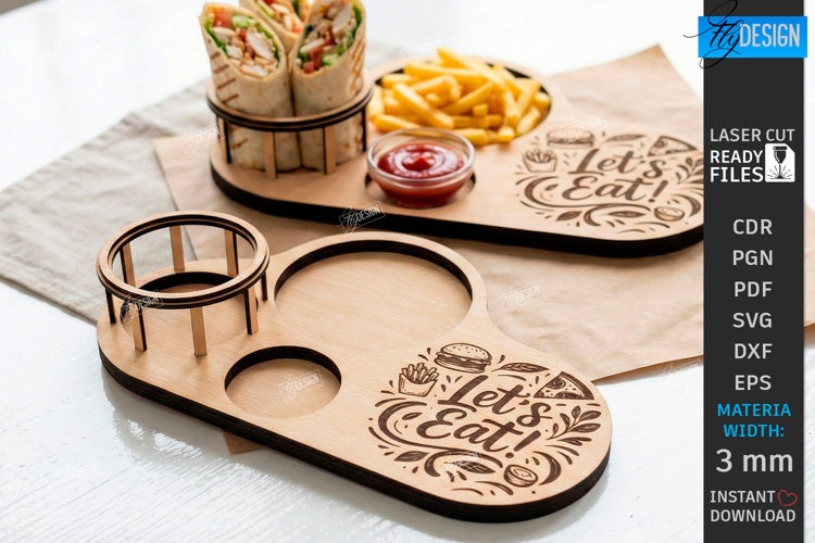 Wraps and Fries Tray Laser Cut | Food Tray | Serving Board