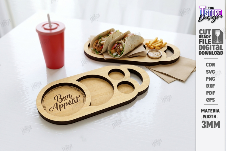 Fast Food Serving Tray Laser Cut | Serving Board |Snack Tray