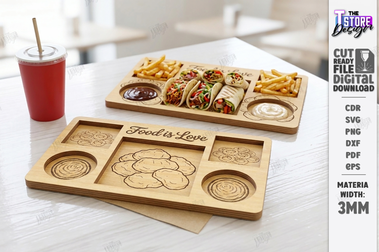 Fast Food Serving Tray Laser Cut | Serving Board |Snack Tray
