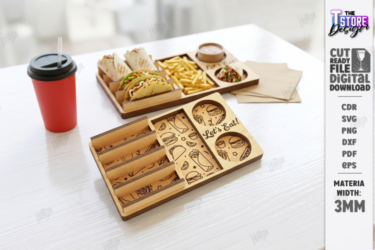 Fast Food Serving Tray Laser Cut | Serving Board |Snack Tray