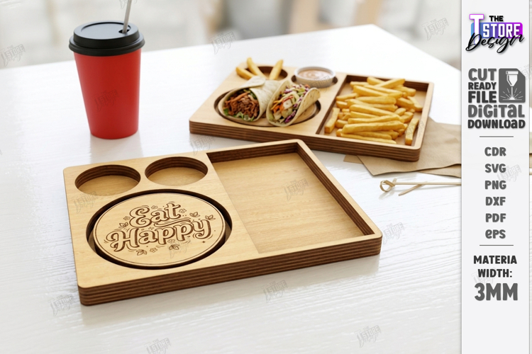 Fast Food Serving Tray Laser Cut | Serving Board |Snack Tray
