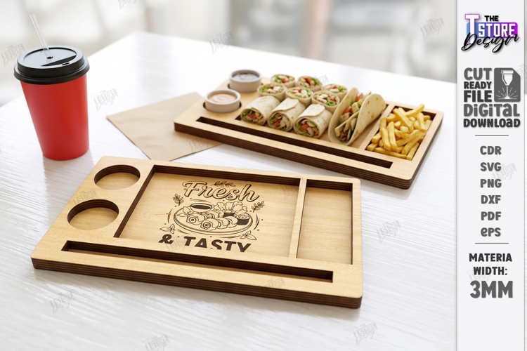 Fast Food Serving Tray Laser Cut | Serving Board |Snack Tray