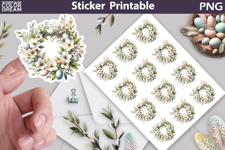 Easter Wreath Sticker | Happy Easter Sticker (3260222)