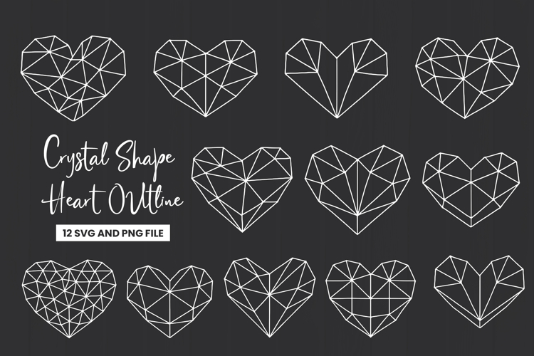 Geometric Heart SVG | Crystal Polygon Outline Love Shapes