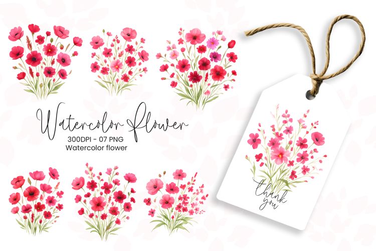 Watercolor floral clipart sublimation png