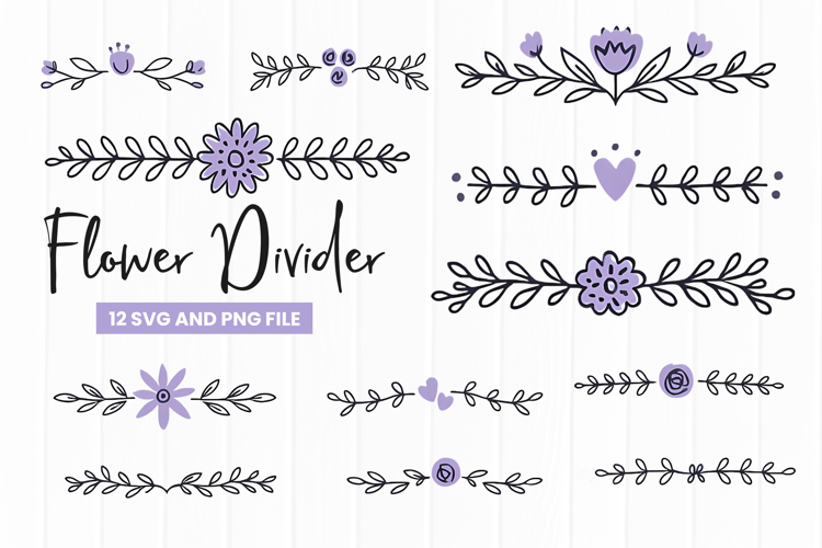 Floral Divider SVG | Decorative Hand Drawn Flower Border example image 1