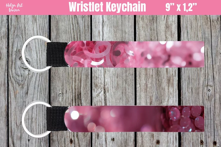 Wristlet Keychain Sublimation | Pink sequins