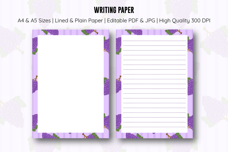 Grapes Letter Writing Paper | Writing paper