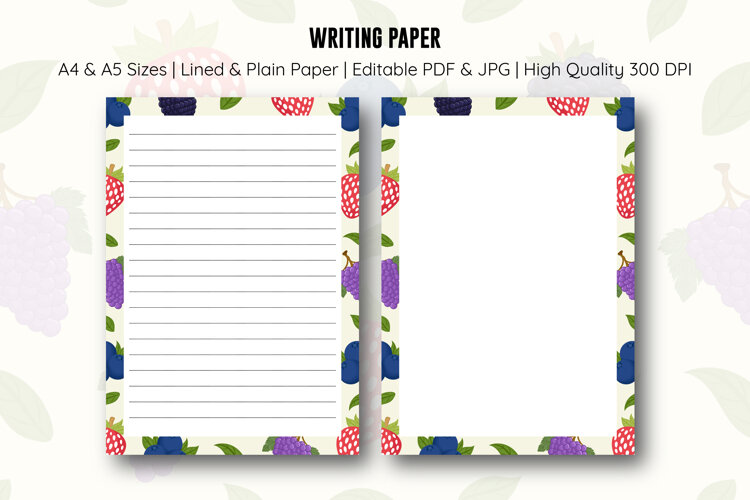 Berries Letter Writing Paper | Writing paper example image 1
