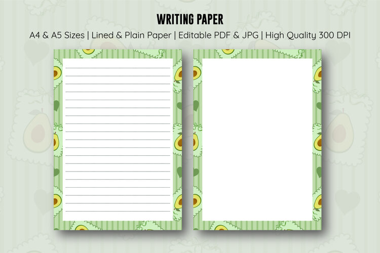Avocado Coquette Stripe Letter Writing Paper | Writing paper example image 1
